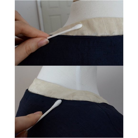 Vintage 1950s Navy A-Line Dress Midi 50s Silk S Sm - Picture 9 of 10